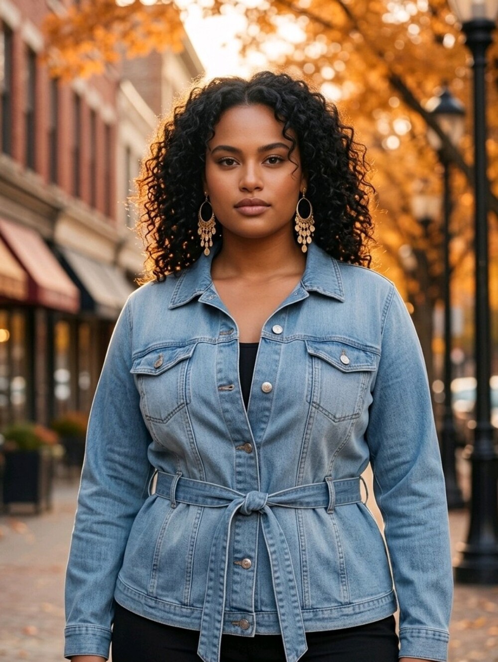 All Worthy by Hunter McGrady Belted Denim Peplum Women's Jacket Size 2X